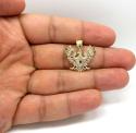10k tri color gold small diamond cut albanian eagle pendant