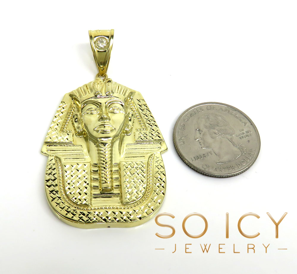 10k yellow gold medium king tut pharaoh head pendant