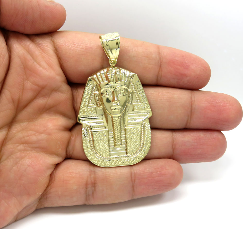 10k yellow gold medium king tut pharaoh head pendant