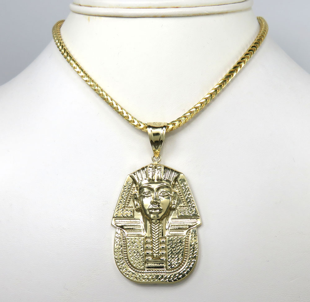 10k yellow gold medium king tut pharaoh head pendant