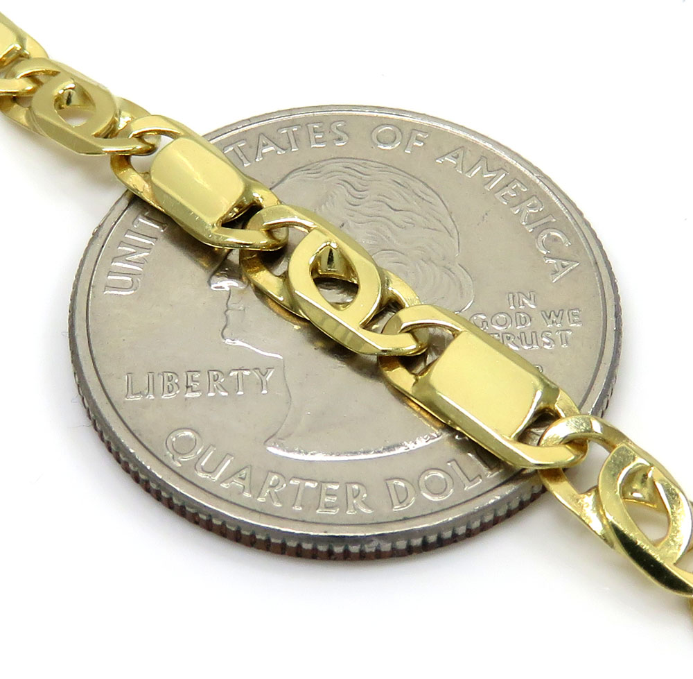 14k yellow gold solid tiger eye link chain 22 inch 5mm