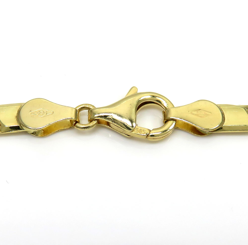 14k yellow gold solid tiger eye link chain 22 inch 5mm
