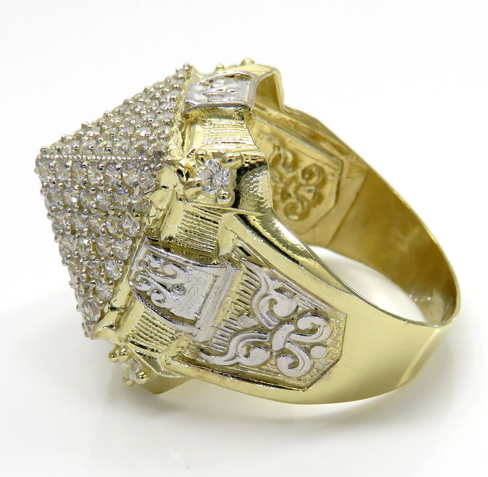 10k two tone gold cz pyramid ring 1.80ct 