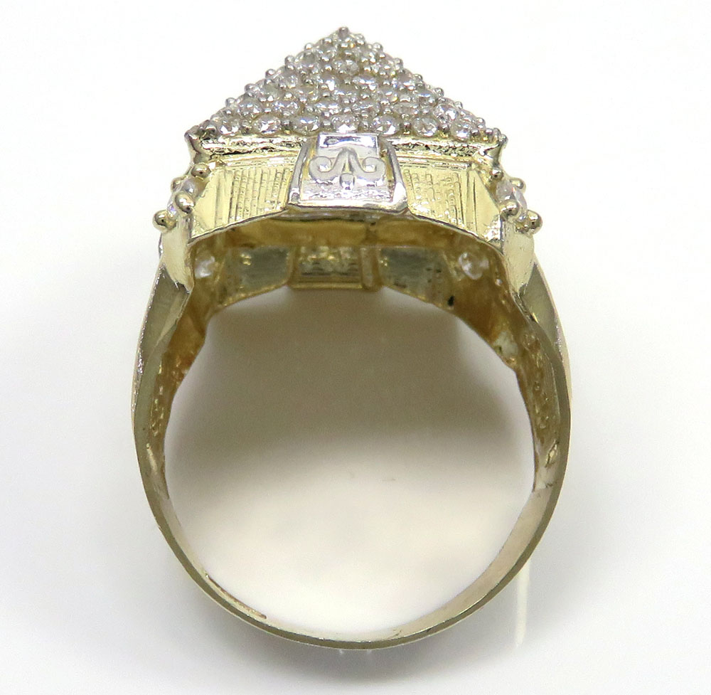 10k two tone gold cz pyramid ring 1.80ct 