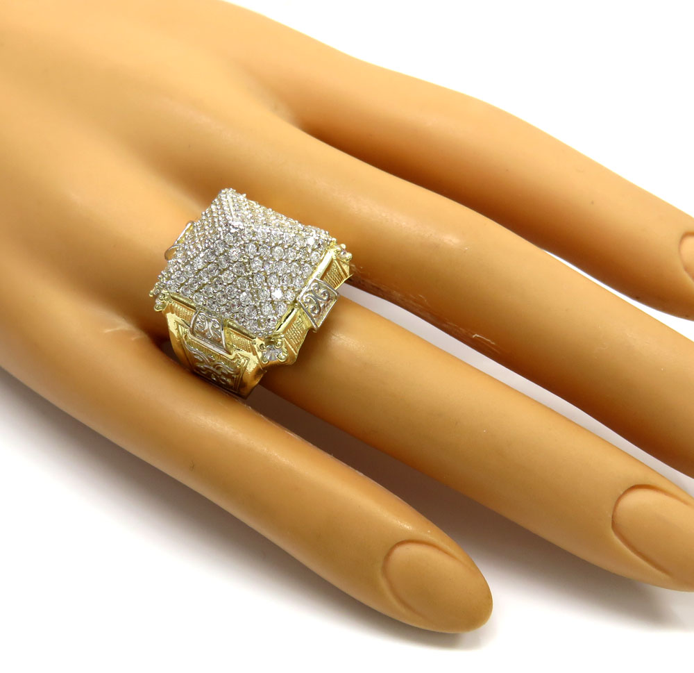 10k two tone gold cz pyramid ring 1.80ct - Image 5