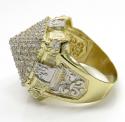 10k two tone gold cz pyramid ring 1.80ct 
