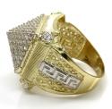 10k two tone gold greek design cz pyramid ring 1.80ct 