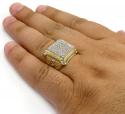 10k two tone gold greek design cz pyramid ring 1.80ct 