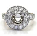 18k two tone gold round diamond halo semi mount ring 1.45ct 