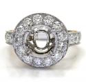18k two tone gold round diamond halo semi mount ring 1.45ct 