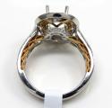 18k two tone gold round diamond halo semi mount ring 1.45ct 