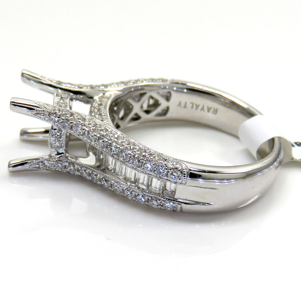 18k white gold round & baguette diamond semi mount ring 1.47ct - Image 3