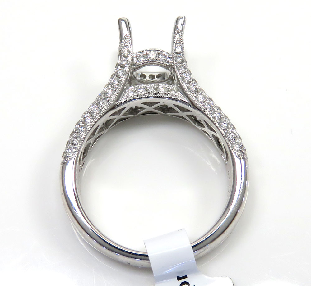18k white gold round & baguette diamond semi mount ring 1.47ct