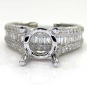 18k white gold round & baguette diamond semi mount ring 1.47ct