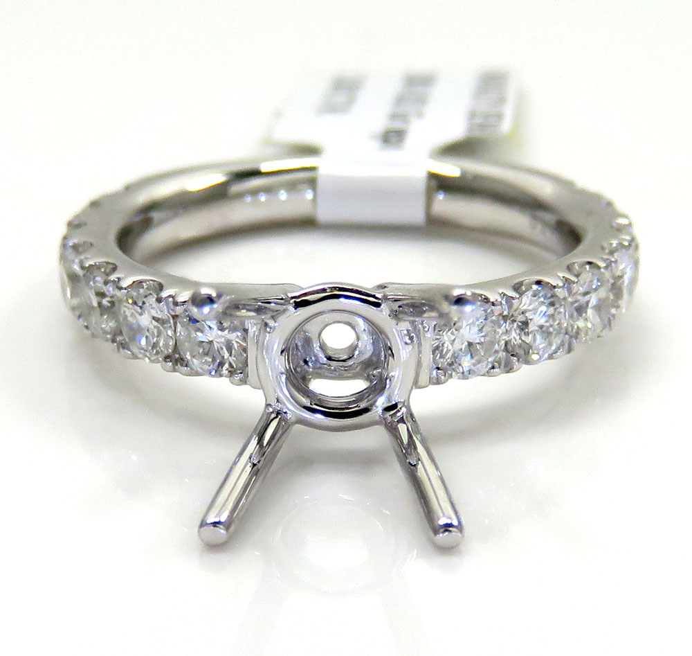 18k white gold round diamond semi mount ring 1.08ct