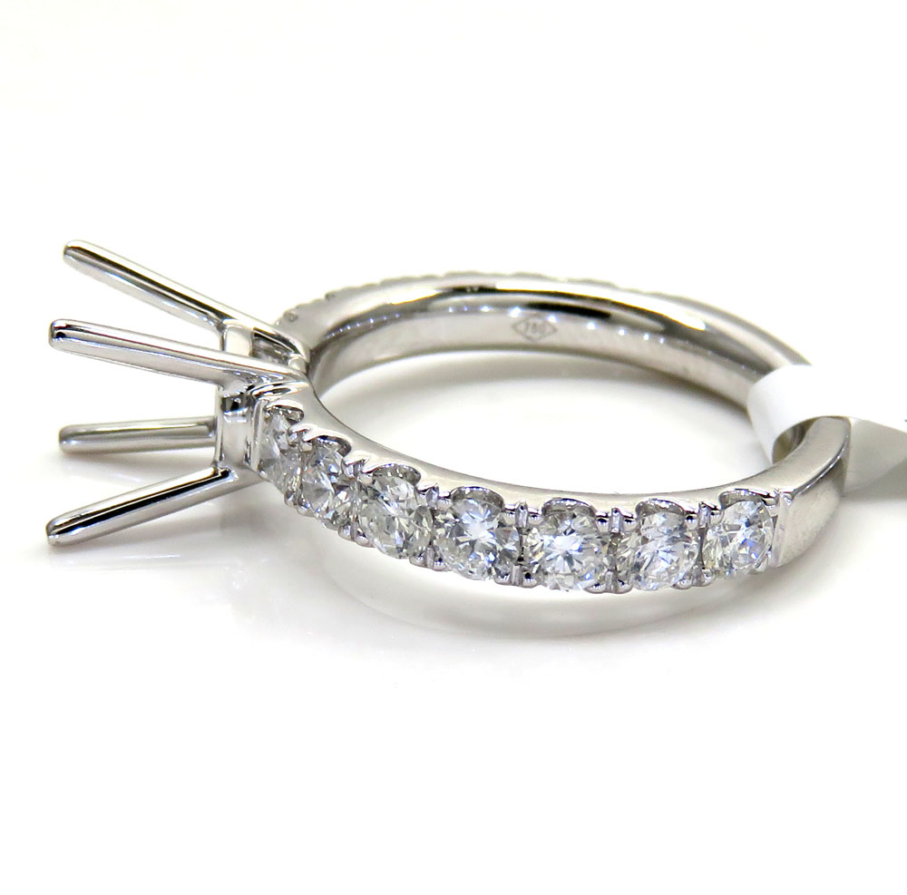 18k white gold round diamond semi mount ring 1.08ct
