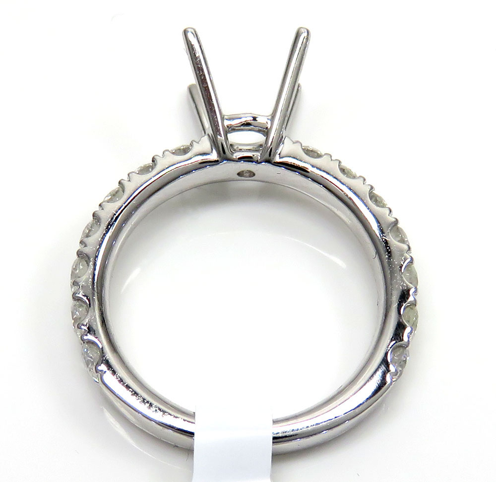 18k white gold round diamond semi mount ring 1.08ct