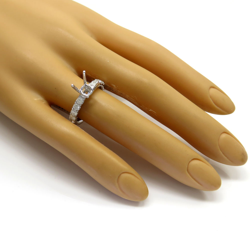 18k white gold round diamond semi mount ring 1.08ct