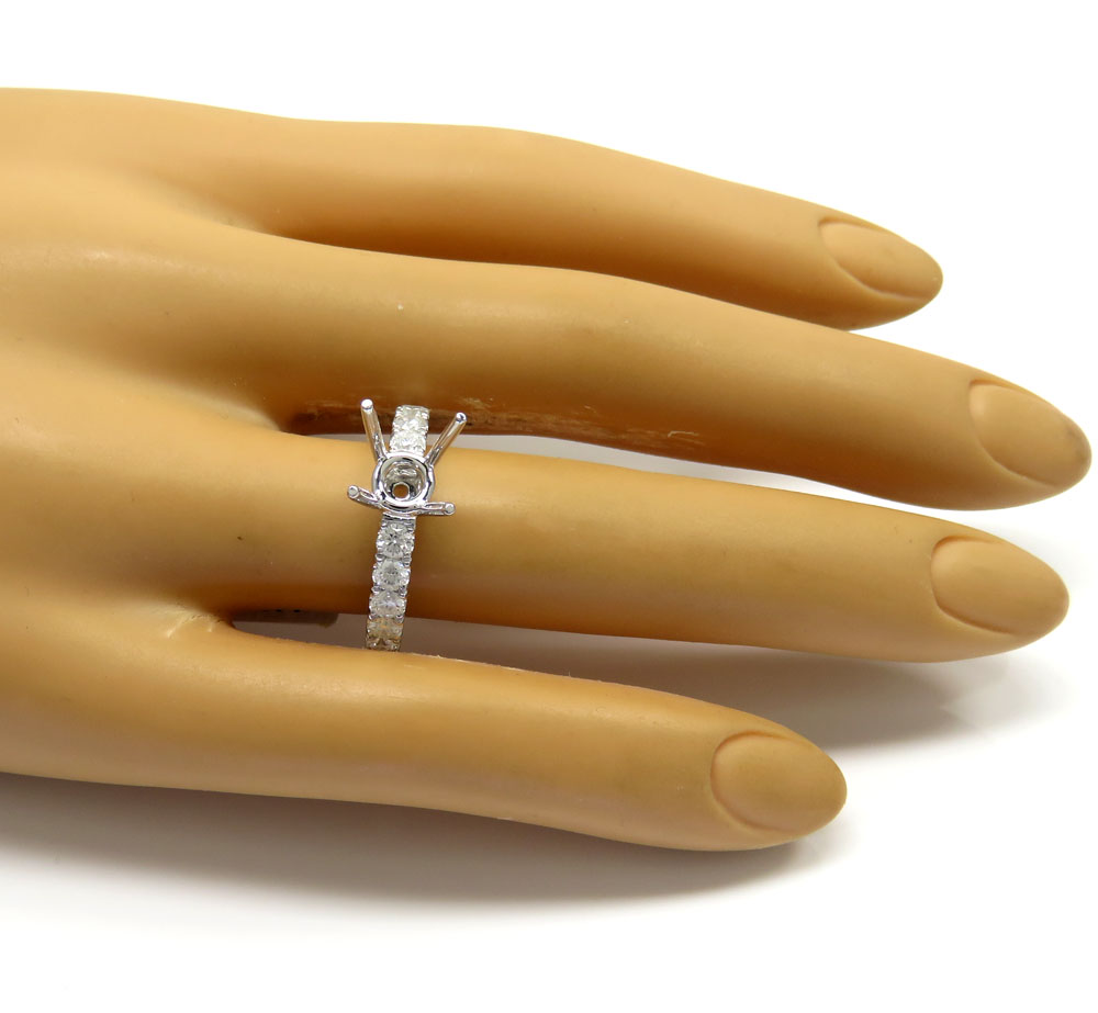 18k white gold round diamond semi mount ring 1.08ct