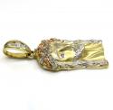 14k tri color gold cz solid jesus pendant 0.90ct