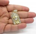 14k tri color gold cz solid jesus pendant 0.90ct