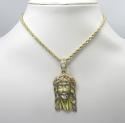 14k tri color gold cz solid jesus pendant 0.90ct