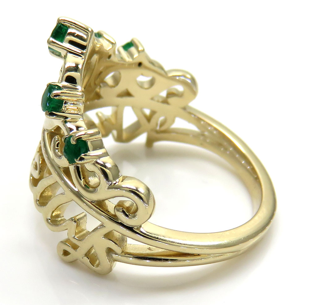14k yellow gold custom name emerald ring 0.15ct