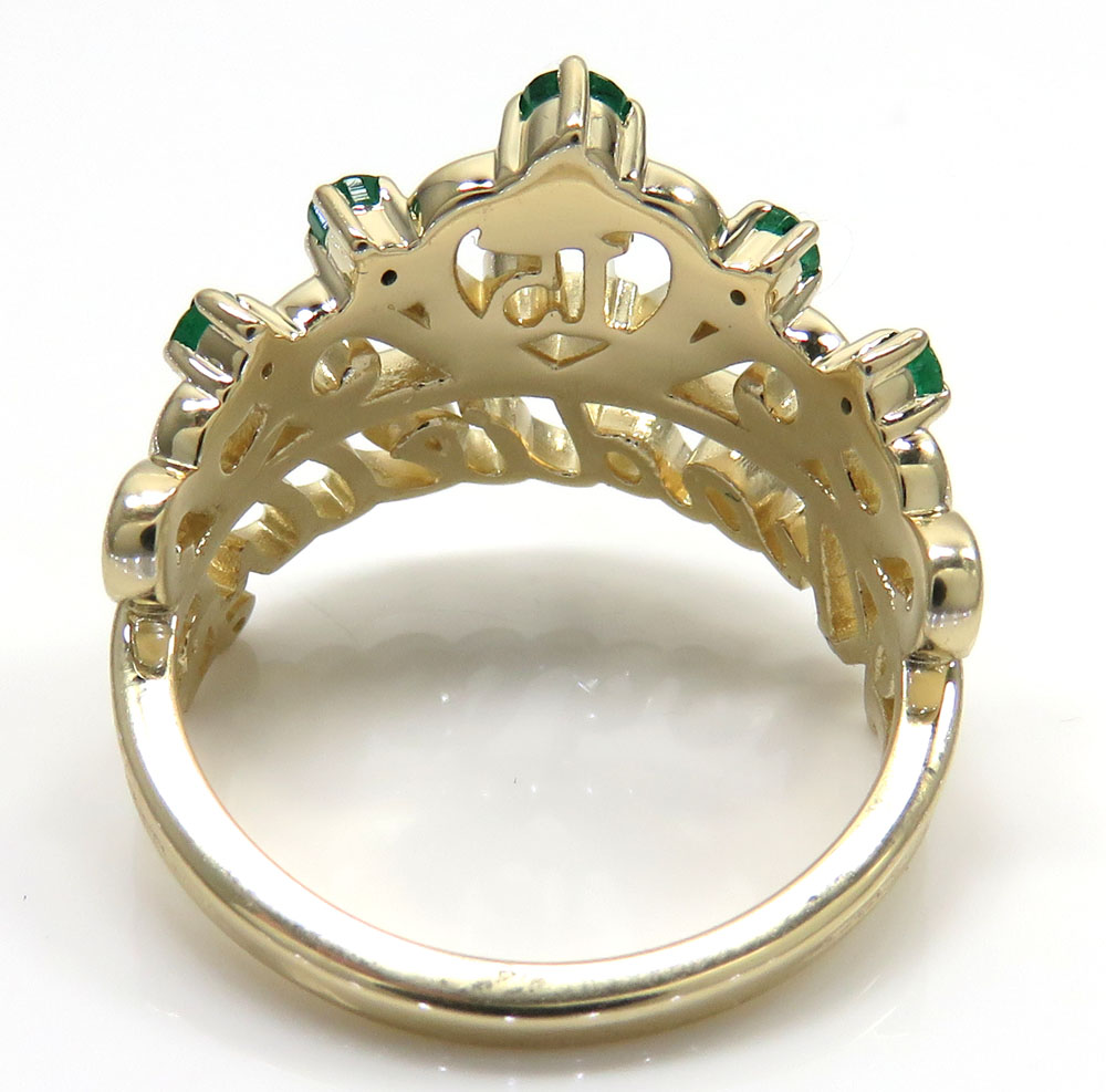 14k yellow gold custom name emerald ring 0.15ct