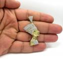 10k yellow gold diamond nefertiti medium head pendant 1.00ct