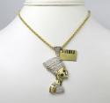 10k yellow gold diamond nefertiti medium head pendant 1.00ct