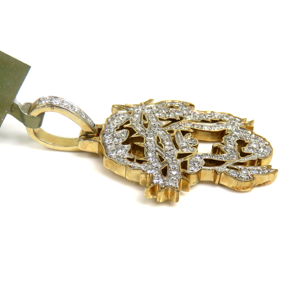10k yellow gold diamond stencil medium jesus piece 0.79ct