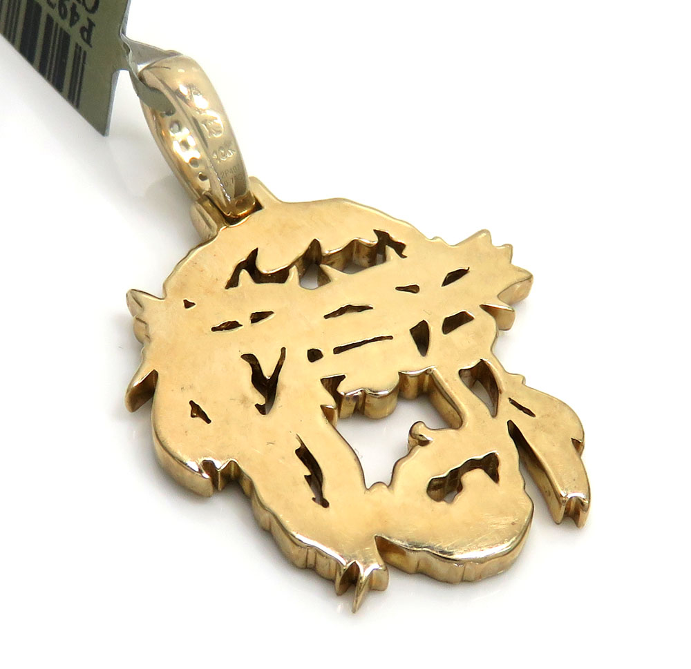 10k yellow gold diamond stencil medium jesus piece 0.79ct - Image 4