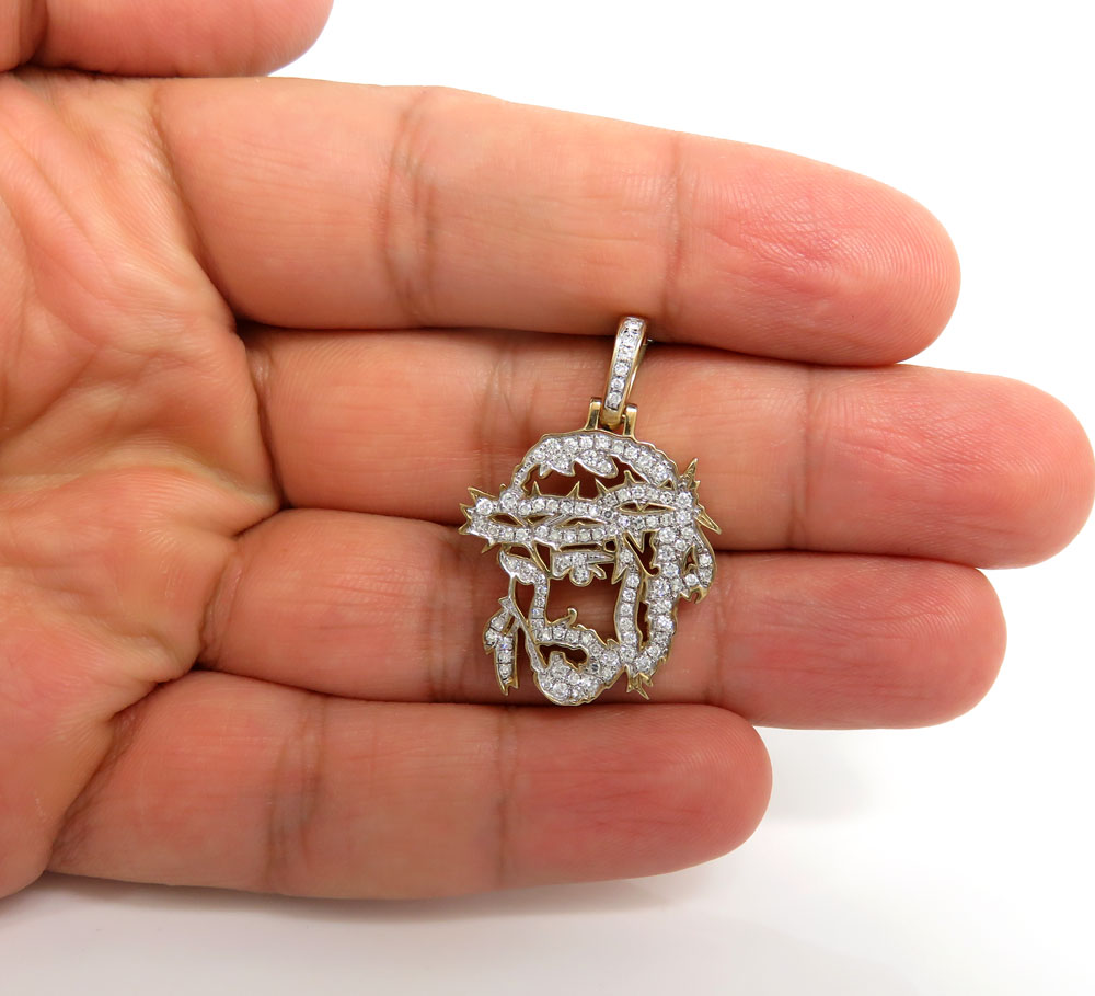 10k yellow gold diamond stencil medium jesus piece 0.79ct - Image 5