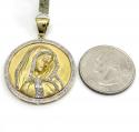 10k yellow gold round diamonds virgin mary pendant 0.95ct