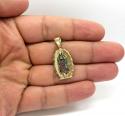 14k yellow gold red & green diamond virgin mary pendant 0.28ct