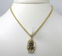 14k yellow gold red & green diamond virgin mary pendant 0.28ct