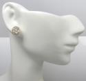 8mm 14k yellow gold round 14 diamond cluster earrings 1.25ct
