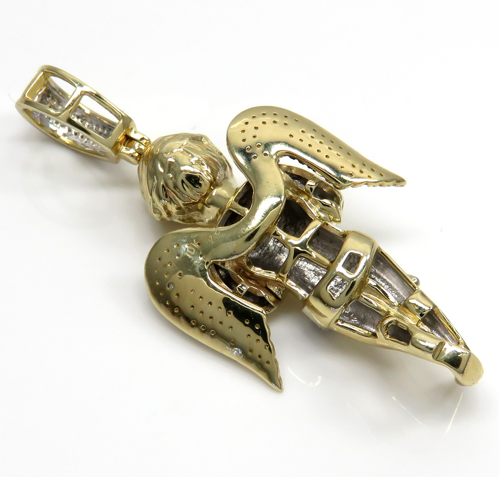10k solid yellow gold baby angel diamond pendant 0.53ct
