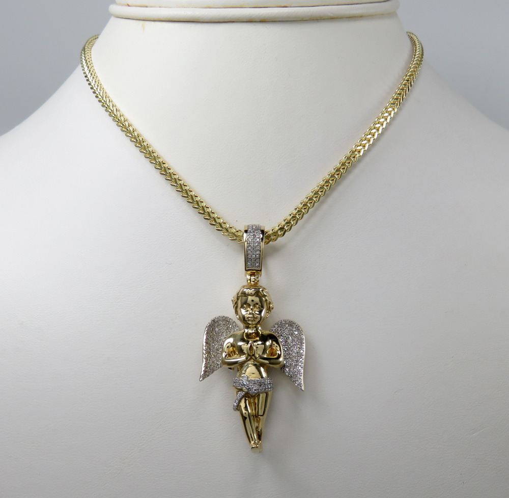 10k solid yellow gold baby angel diamond pendant 0.53ct - Image 6