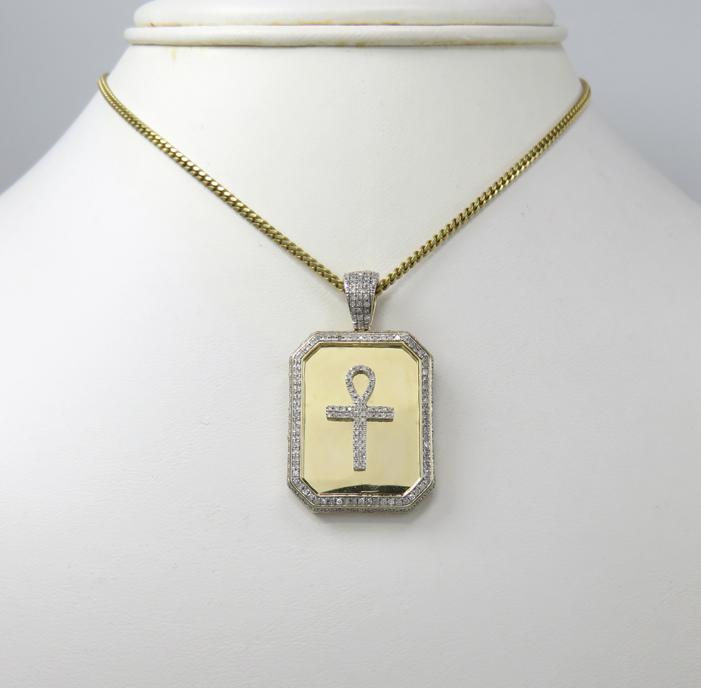 10k yellow gold diamond ankh dog tag pendant 0.65ct - Image 6