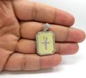 10k yellow gold diamond ankh dog tag pendant 0.65ct