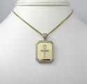 10k yellow gold diamond ankh dog tag pendant 0.65ct