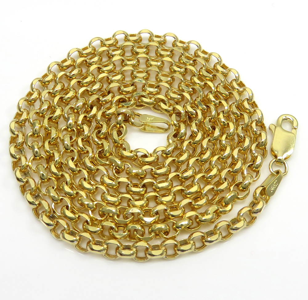 14k yellow gold solid circle link chain 22-30 inch 3.5mm