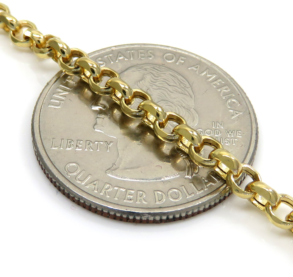 14k yellow gold solid circle link chain 22-30 inch 3.5mm