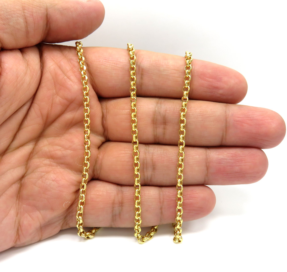 14k yellow gold solid circle link chain 22-30 inch 3.5mm