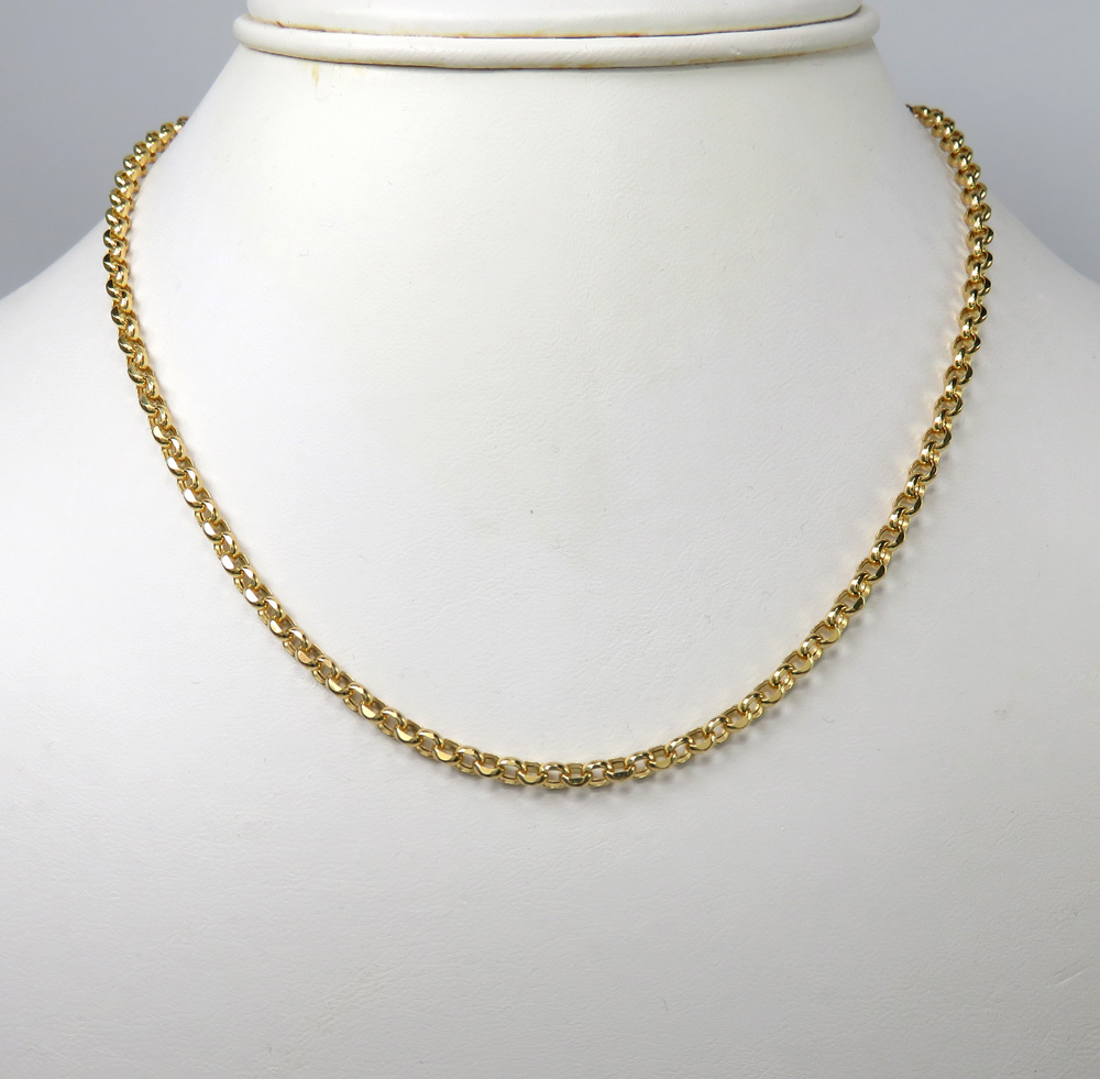 14k yellow gold solid circle link chain 22-30 inch 3.5mm