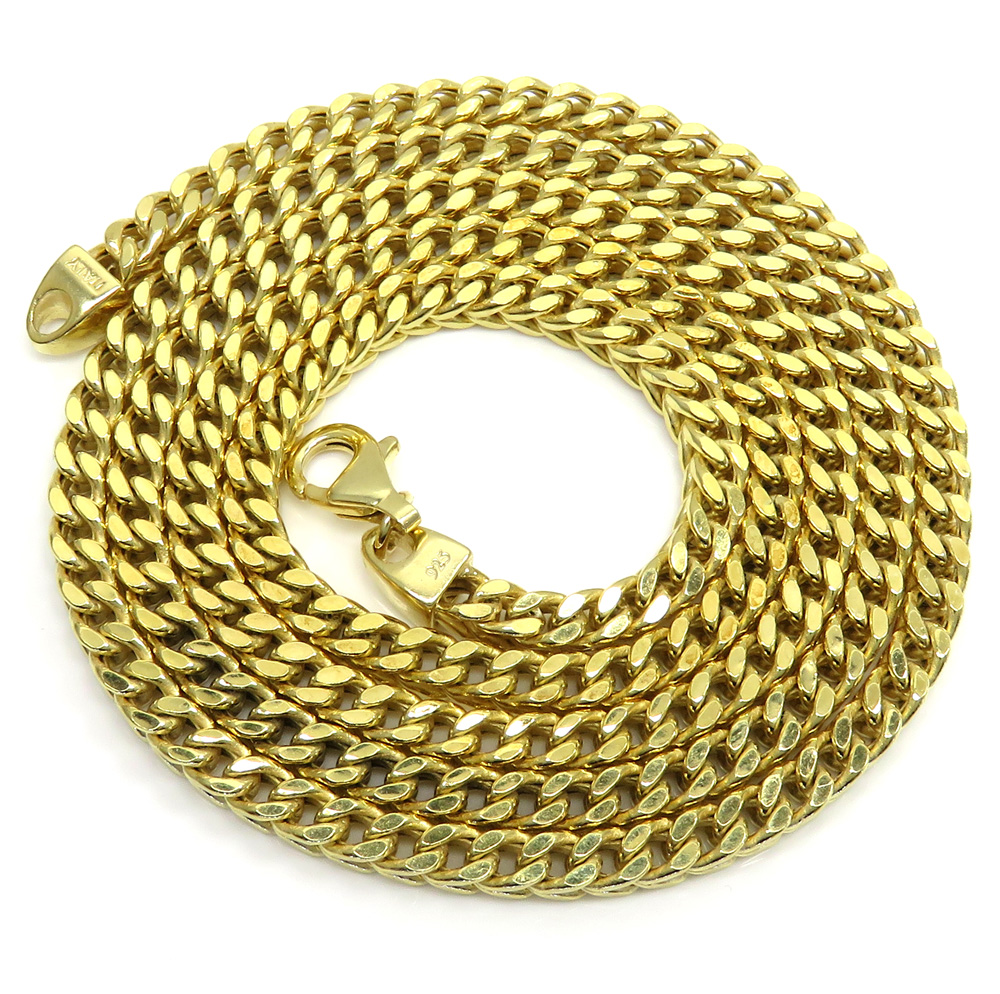 925 yellow sterling silver franco link chain 20-30 inch 4.2mm