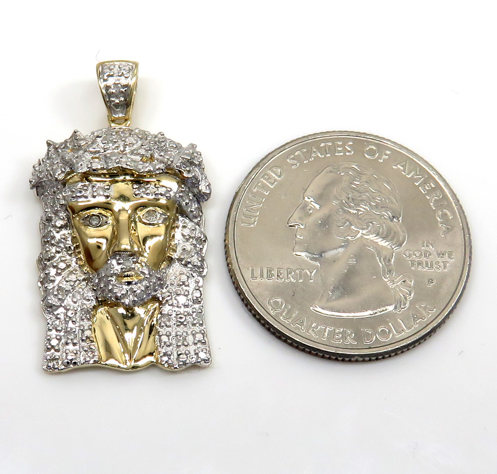 Buy 14k Yellow Gold Diamond Jesus Face Pendant 0.20ct Online at SO 