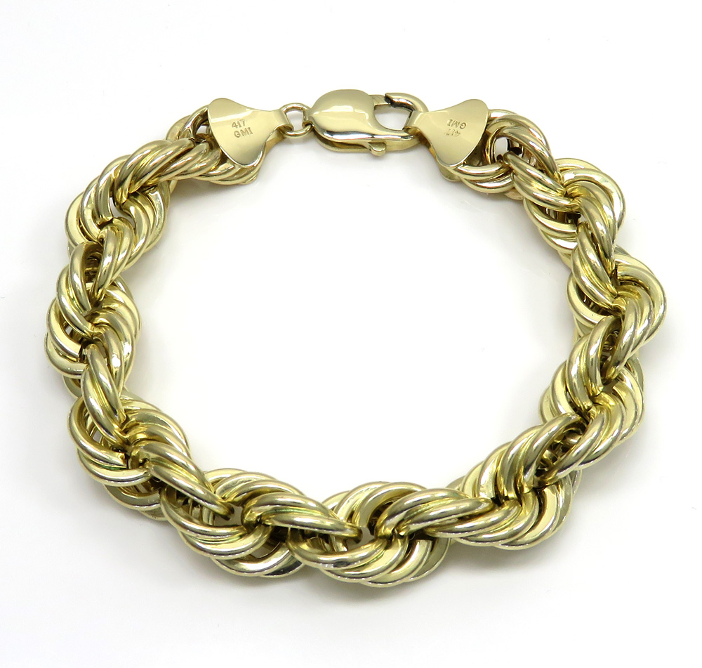 10k yellow gold hollow smooth xl rope bracelet 9