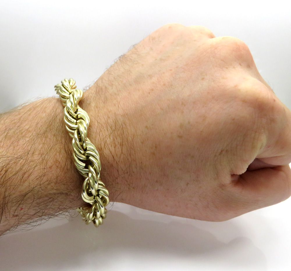 10k yellow gold hollow smooth xl rope bracelet 9